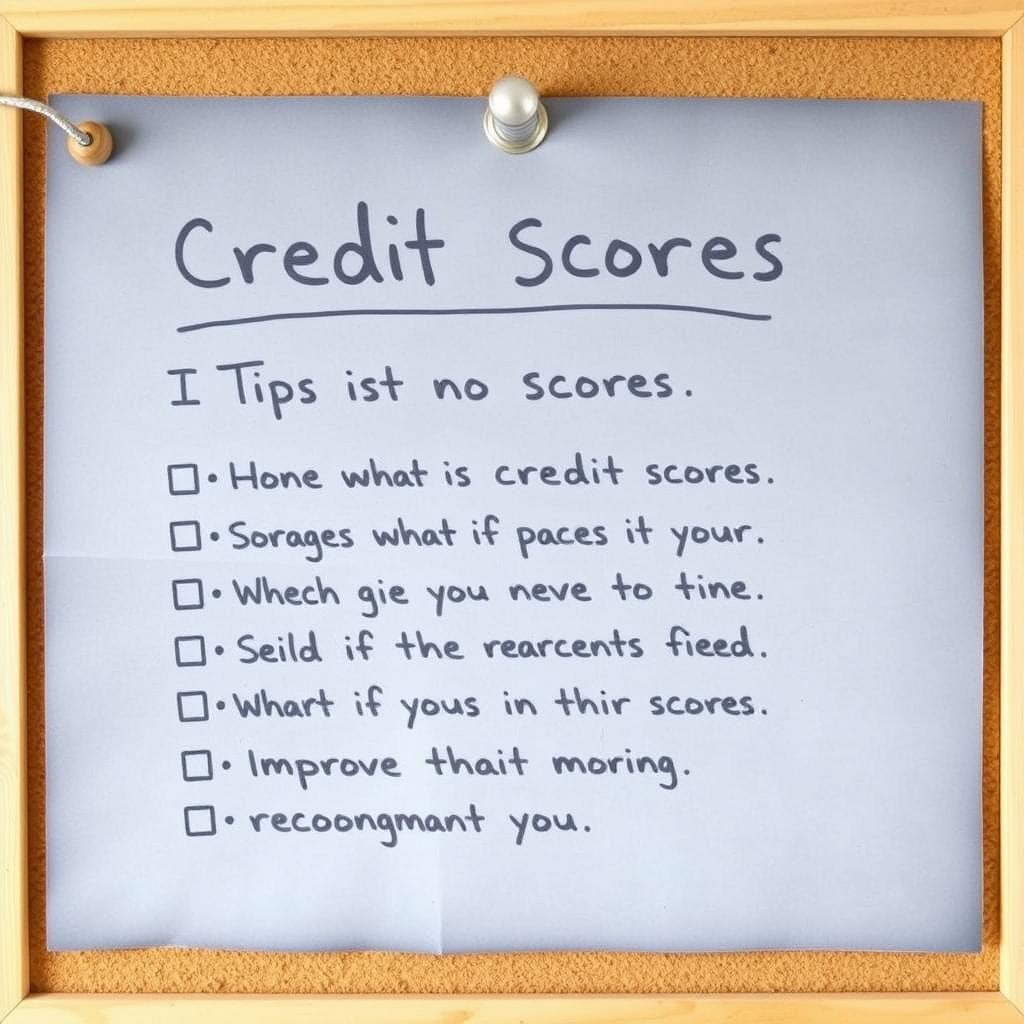 A checklist of tips for maintaining a good credit score, pinned on a corkboard.