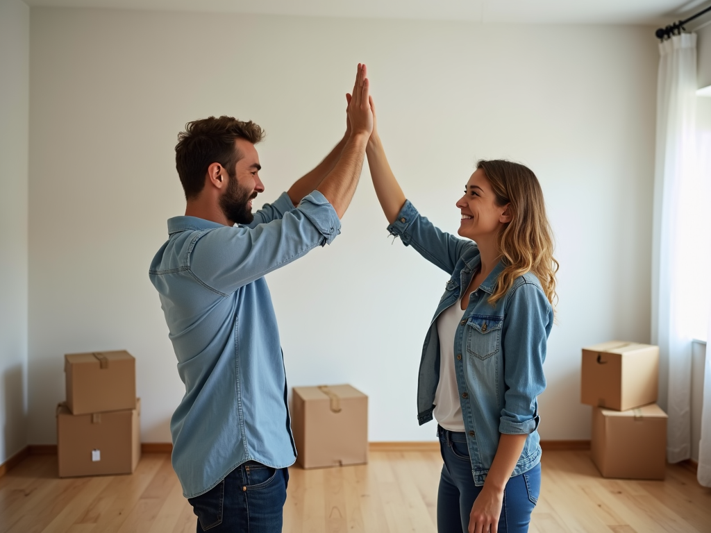 First-time buyers celebrating with FHA Loan