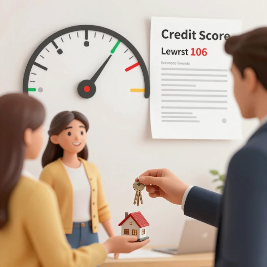 Illustration of excellent credit score leading to low mortgage rate and homeownership