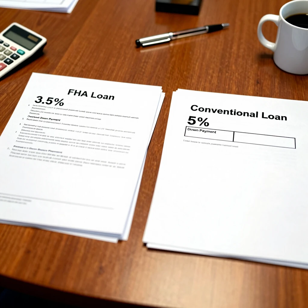 Side-by-side comparison of FHA and conventional loan documents