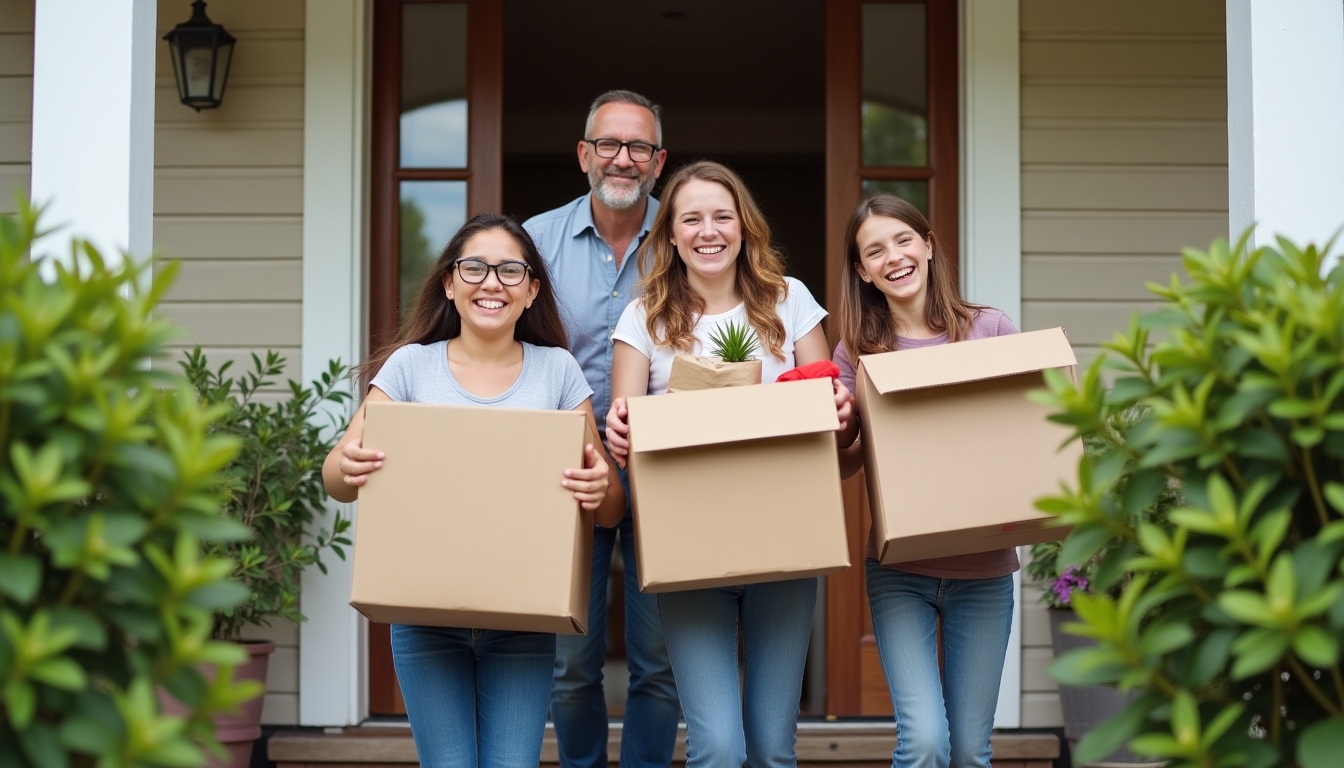 A family moving into their new home, symbolizing the journey enabled by FHA loans.