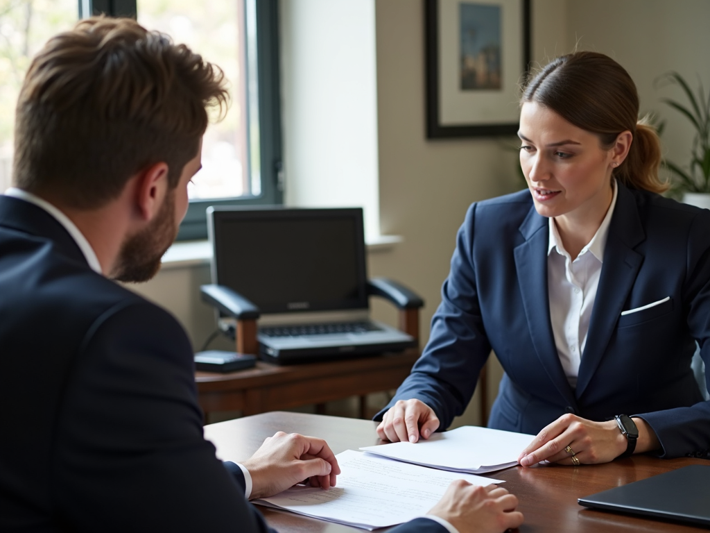 Real estate attorney consulting with a client