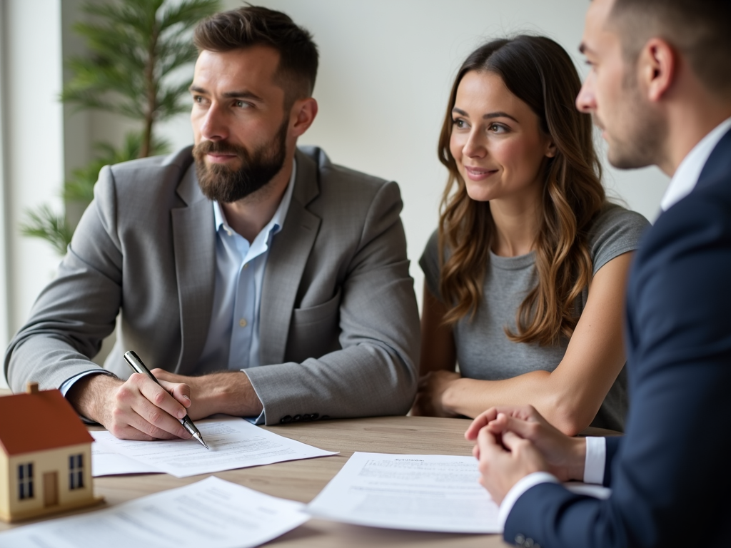 First-time buyers signing closing documents