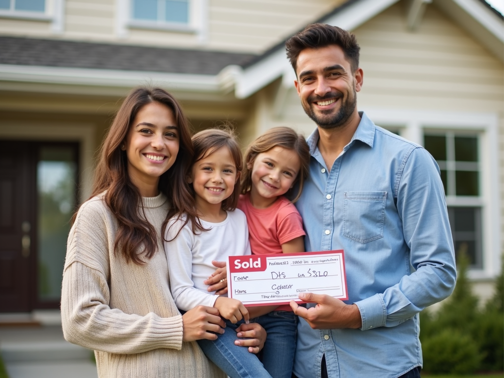 Family in front of their new home after making a 3.5% down payment