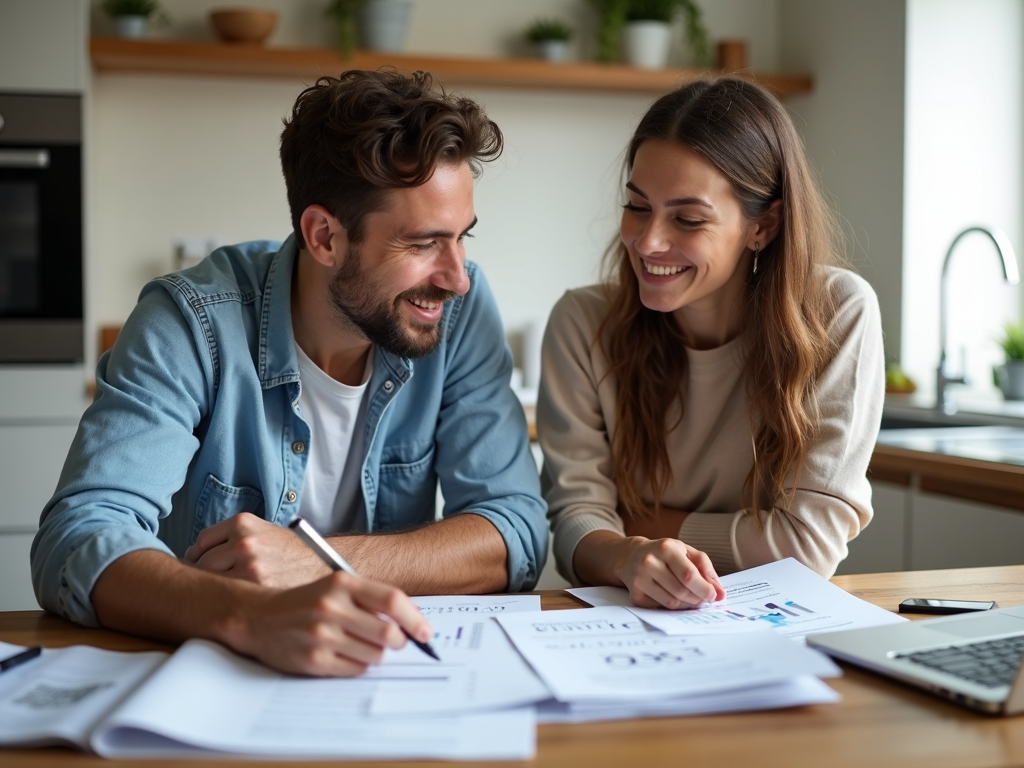 Couple planning finances for home purchase
