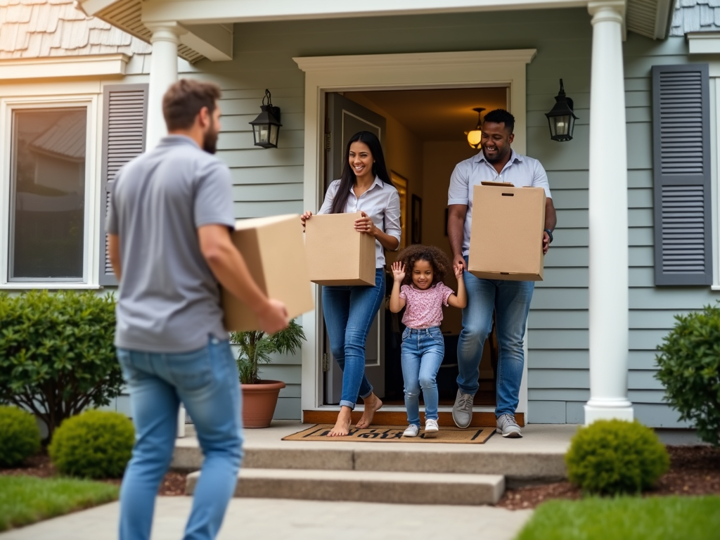 Family moving into their new FHA-financed home