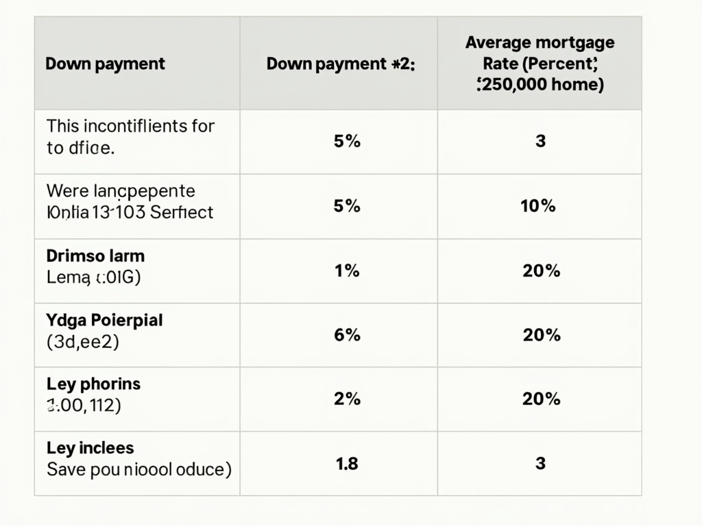 Table showing mortgage rates by down payment size