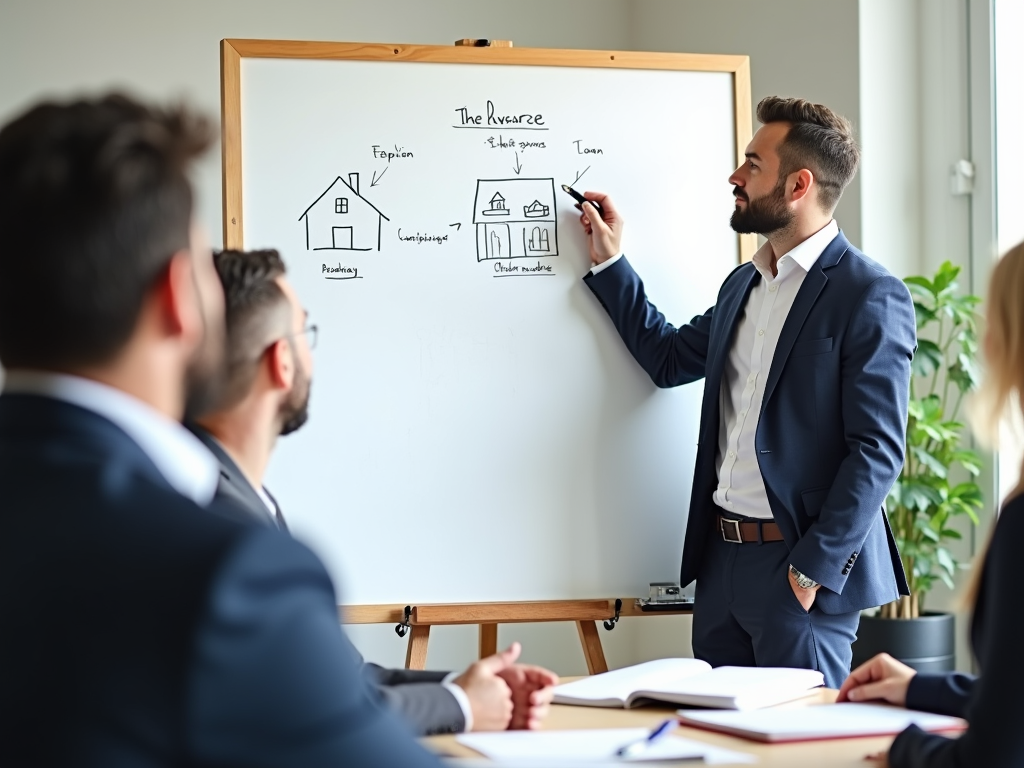 Mortgage broker teaching clients about loan options