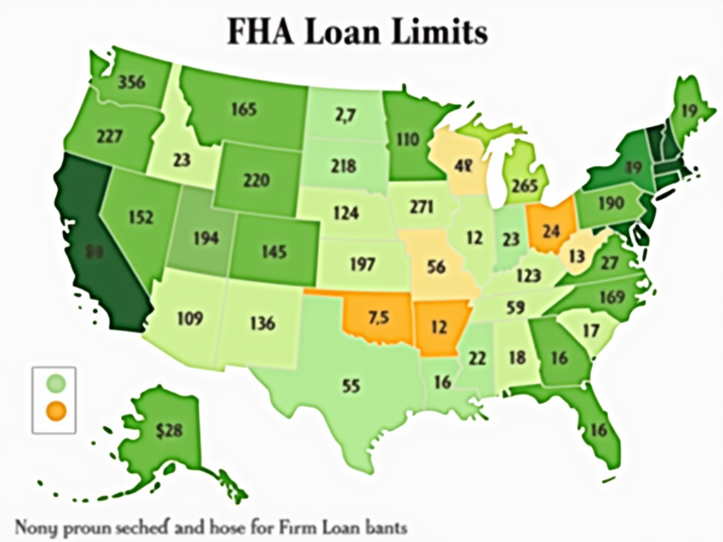 Map showing FHA loan limits across the U.S.
