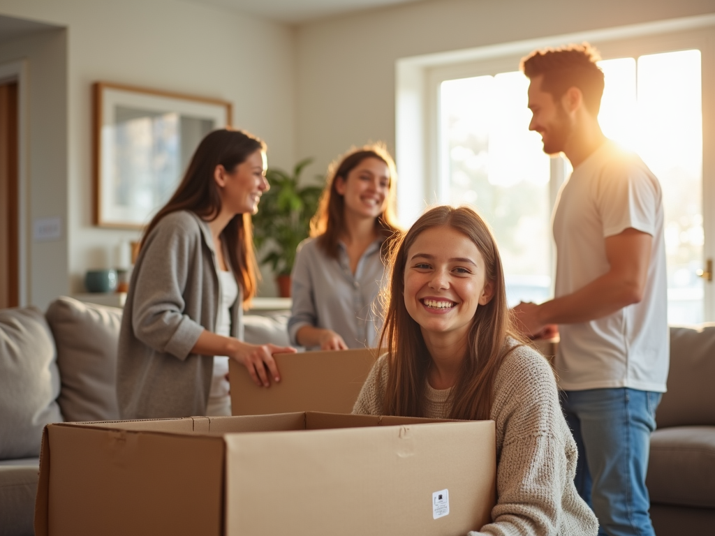 Family moving into their new home