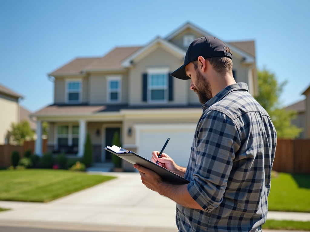Appraiser assessing a home's exterior