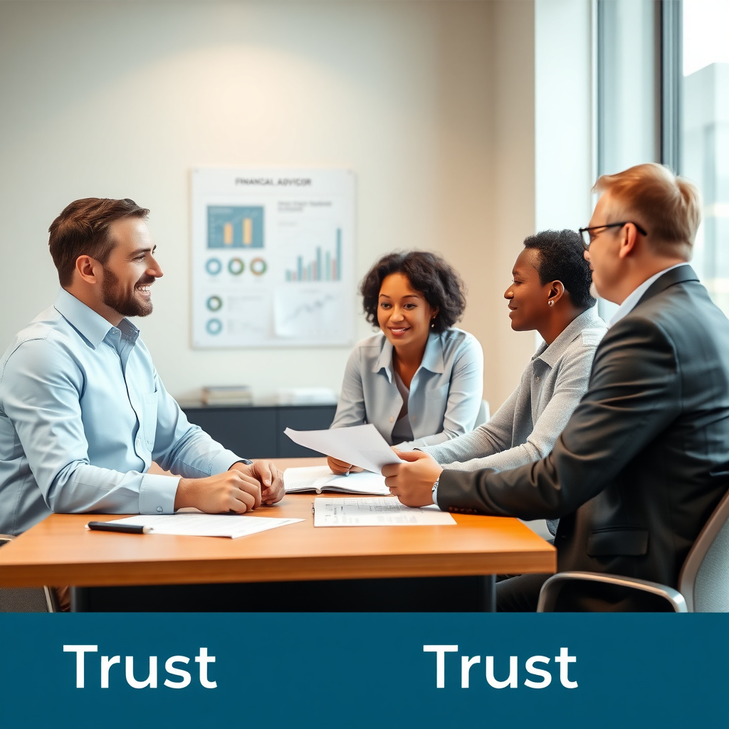Couple consulting mortgage advisor