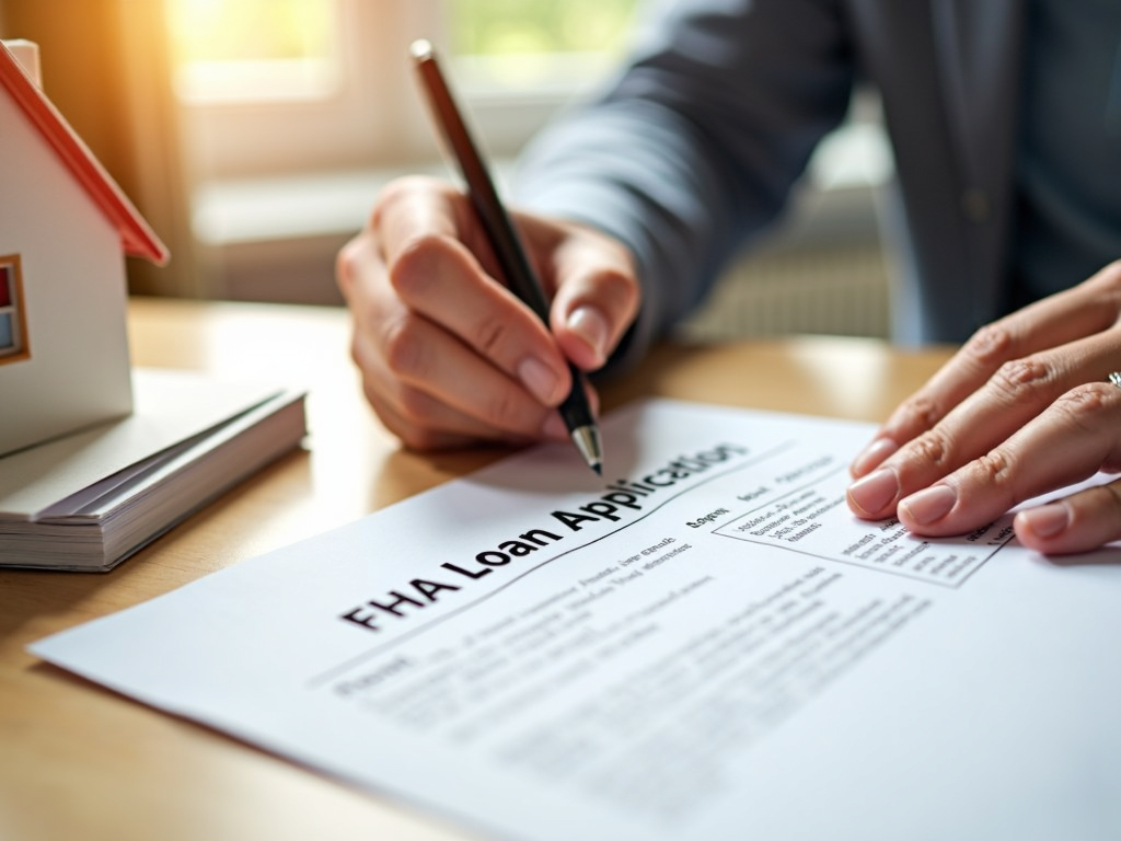 Hands signing FHA loan paperwork