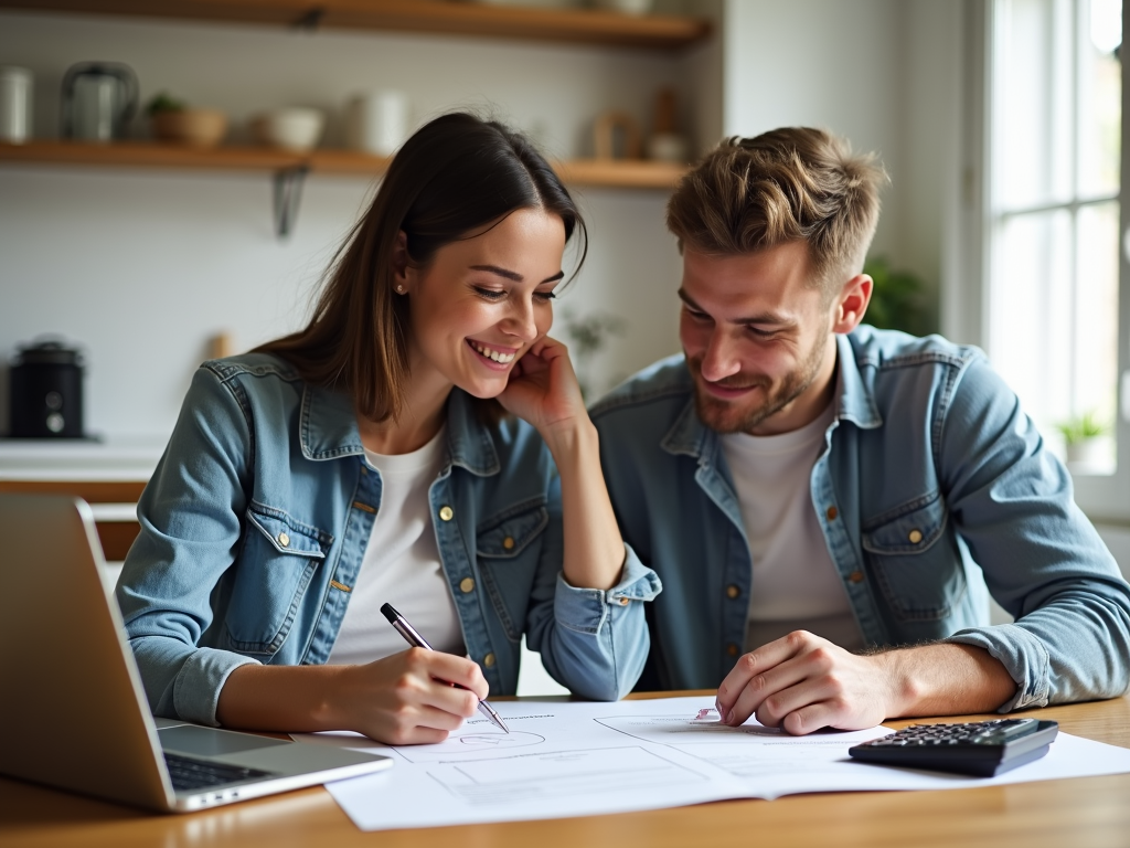 First-time homebuyers reviewing mortgage options