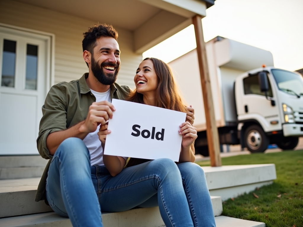 First-time buyer celebrating their new home purchase