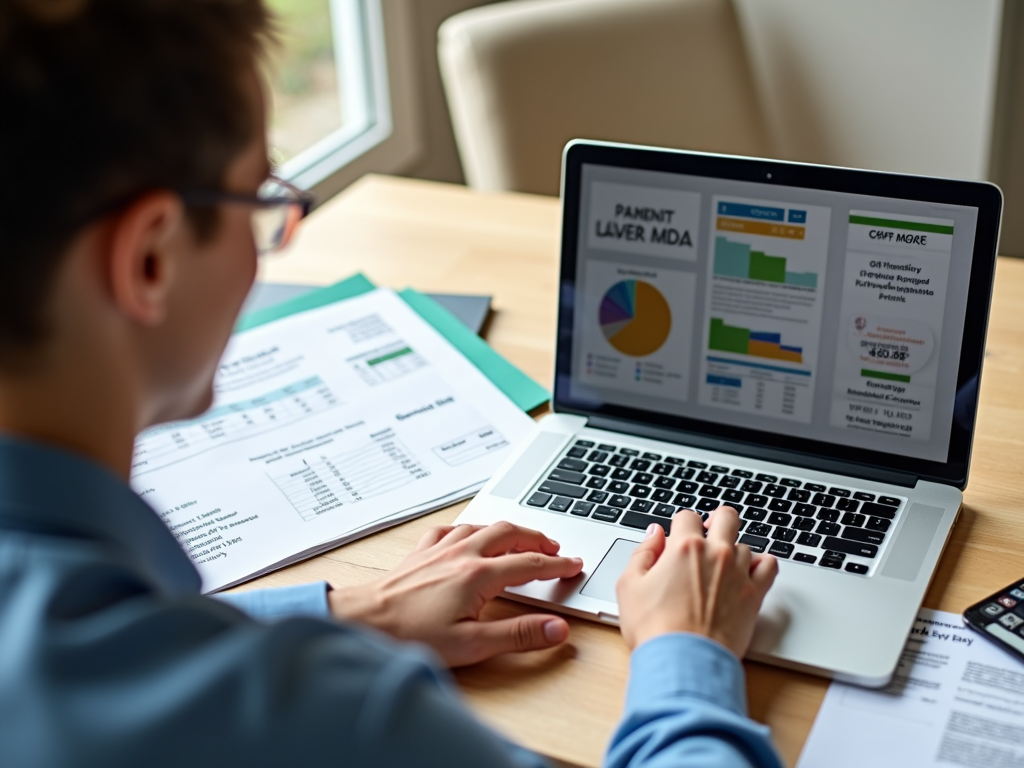 Preparing for a mortgage application by organizing financial documents and checking credit score.