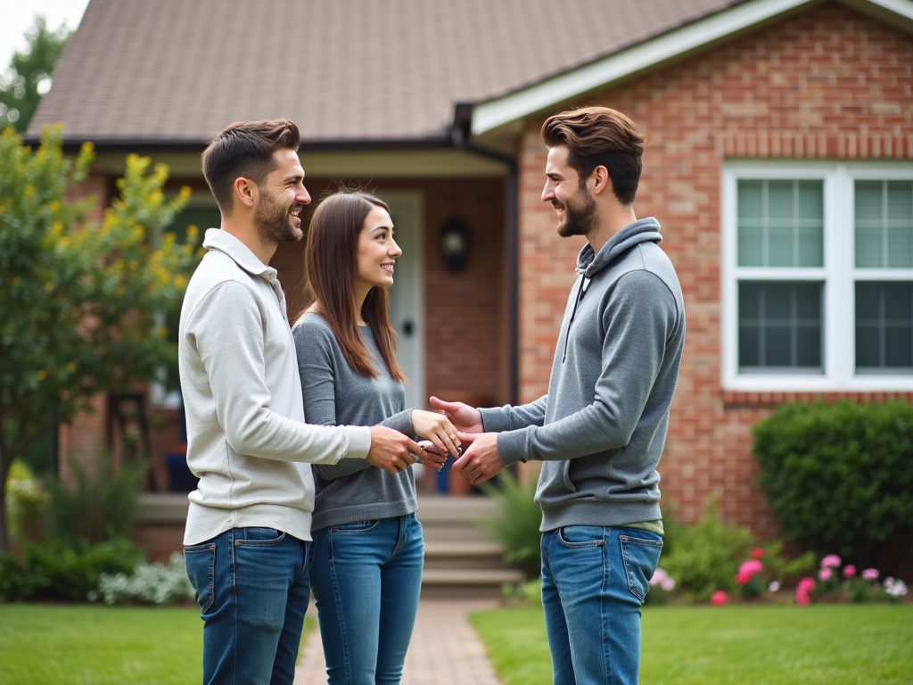 Couple receiving keys to their FHA-financed home