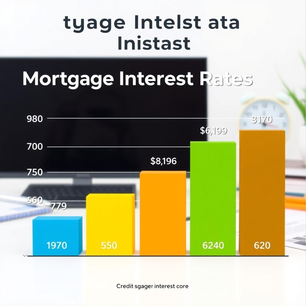 Bar chart comparing mortgage rates by credit score ranges in an office setting