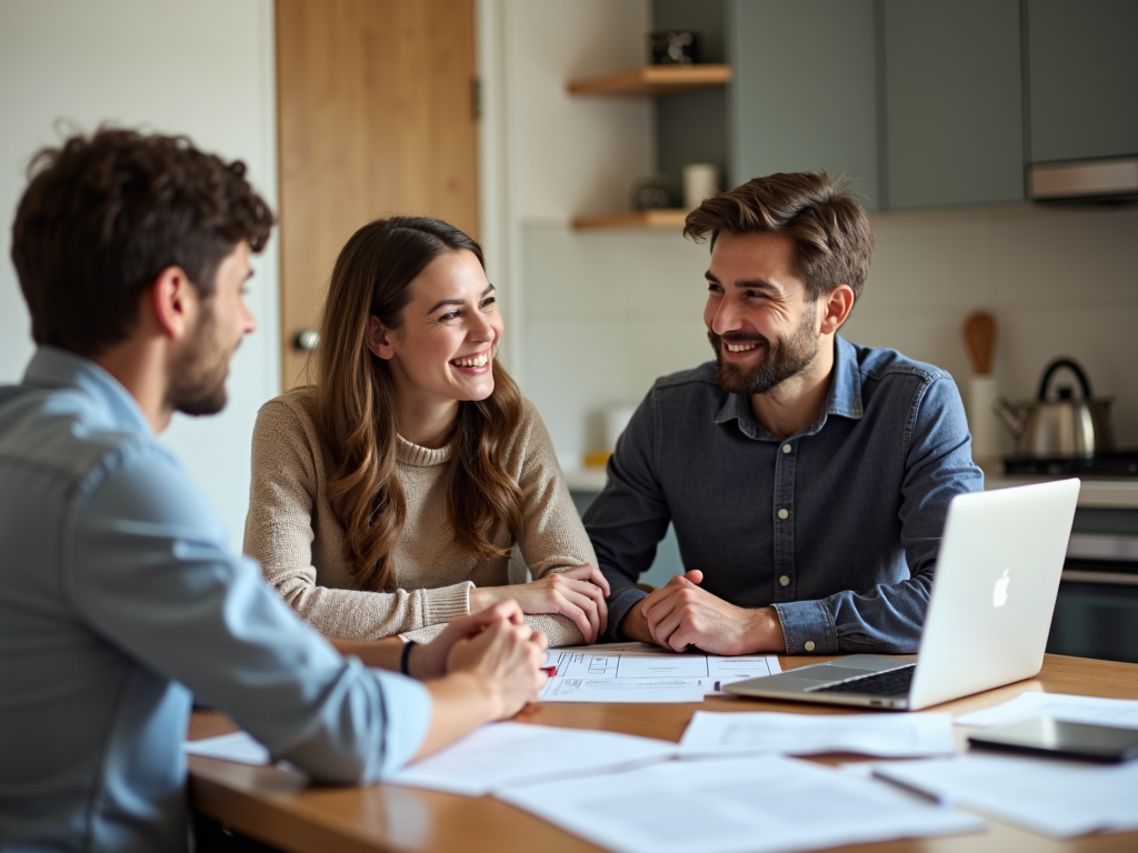 Couple discussing mortgage options with lender