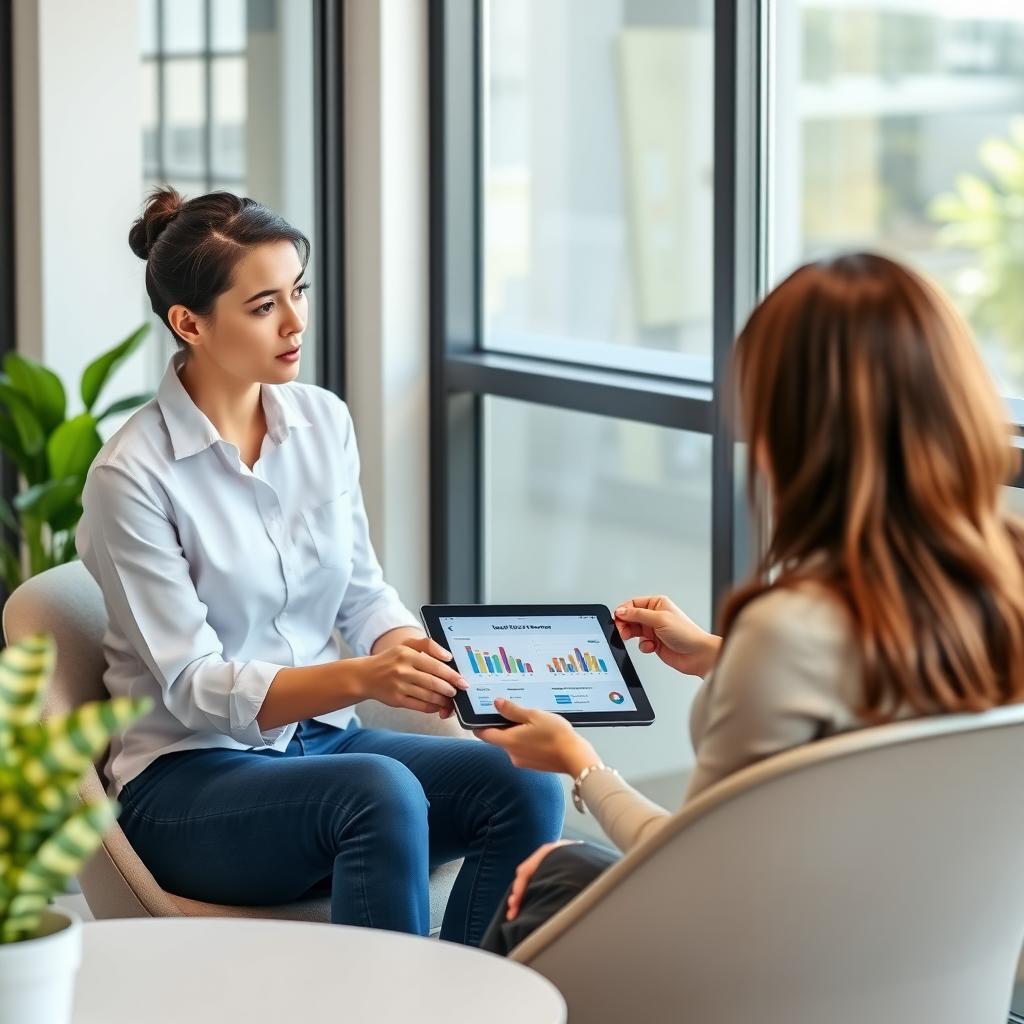 Person discussing credit score with counselor in office