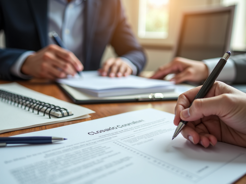 Homeowner signing closing documents for FHA refinance