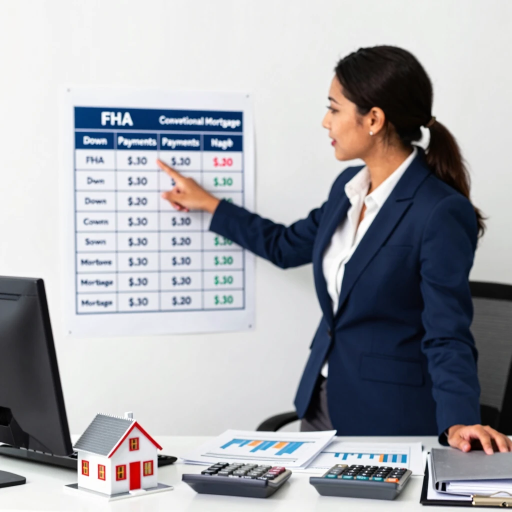 Realtor explaining FHA vs conventional mortgage differences