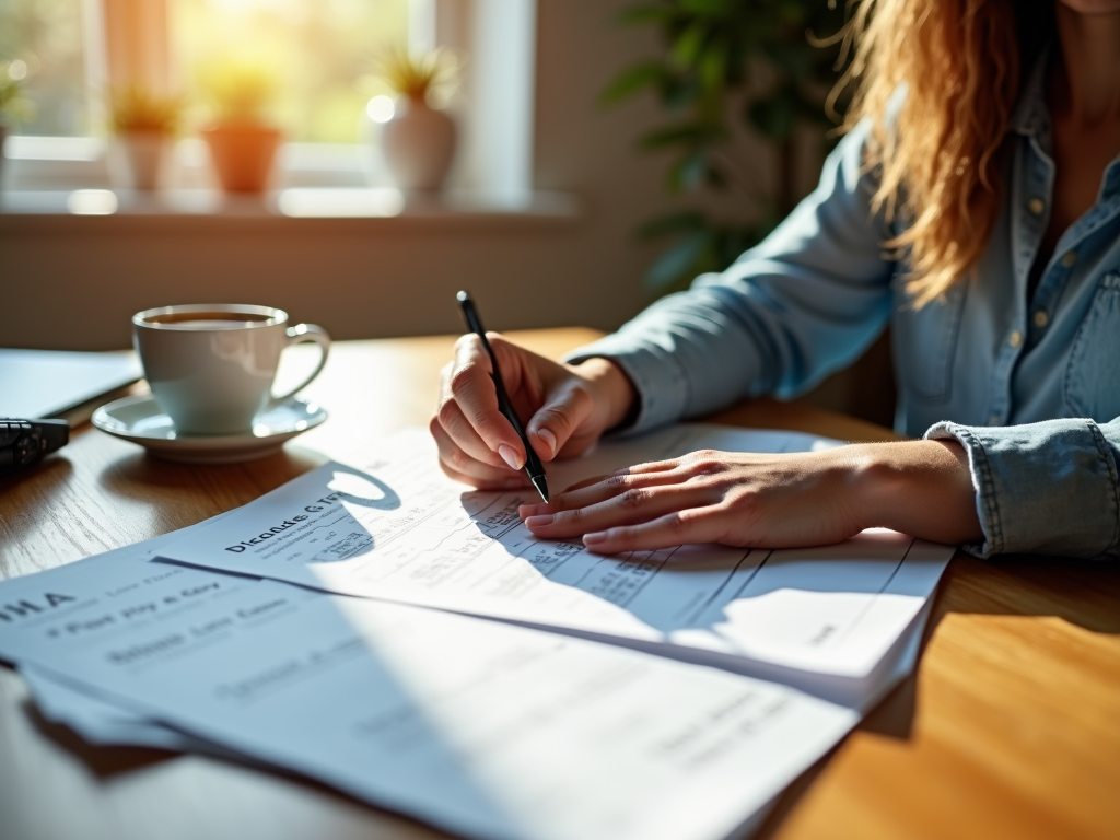 Person preparing documents for an FHA loan application
