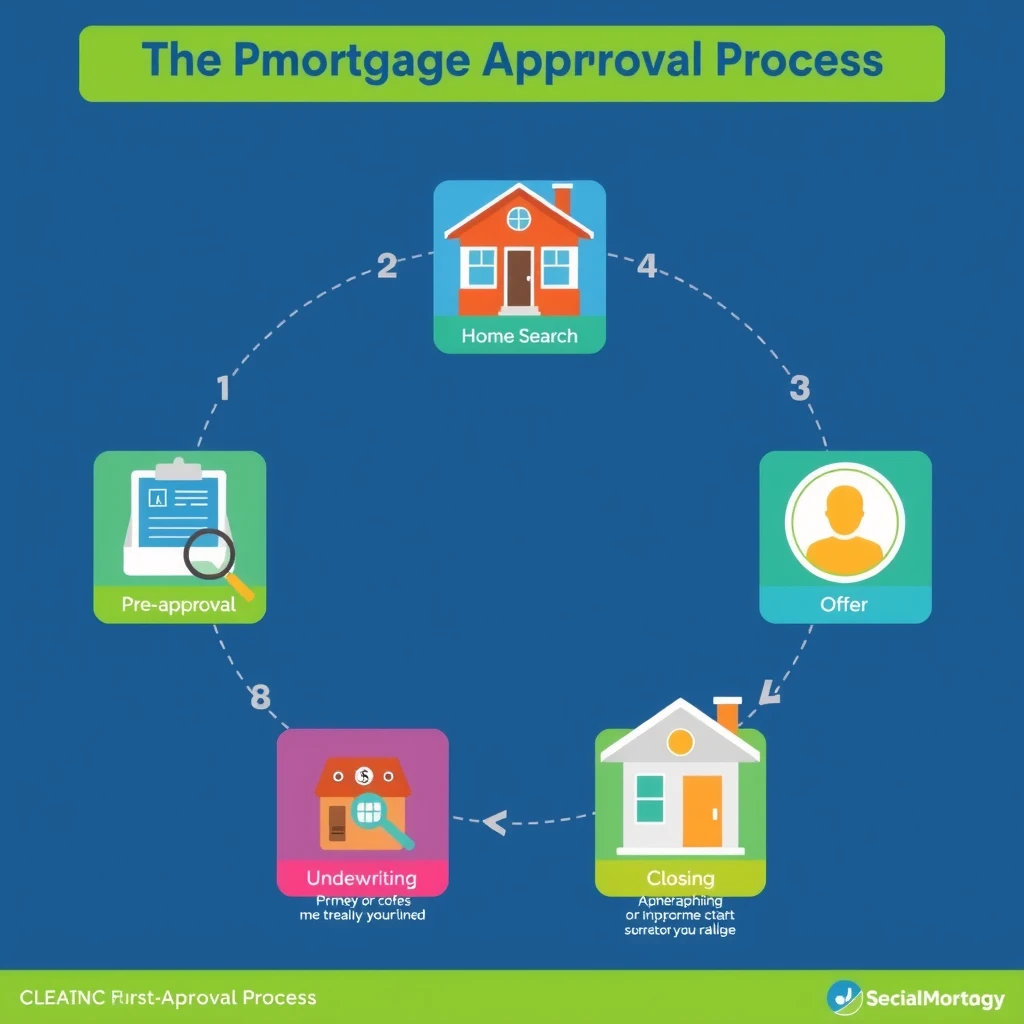 Mortgage approval process flowchart showing key steps including home appraisal