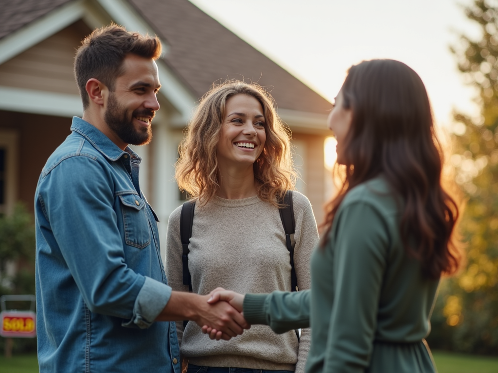 A happy family celebrates their new home purchase with an FHA loan.