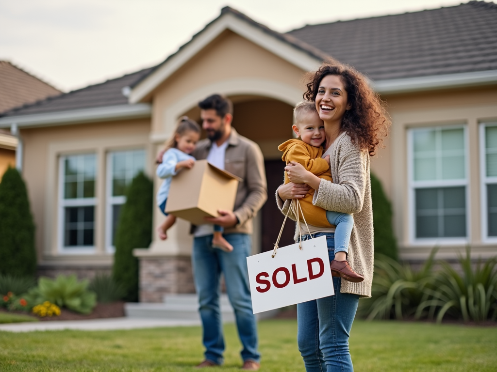 Family moving into a new home purchased with an FHA loan.