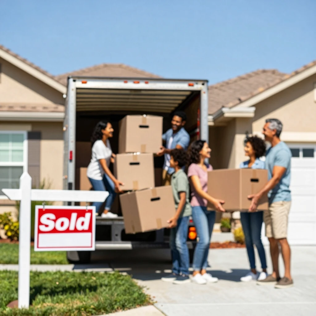 Happy family moving into their new home purchased with an FHA loan