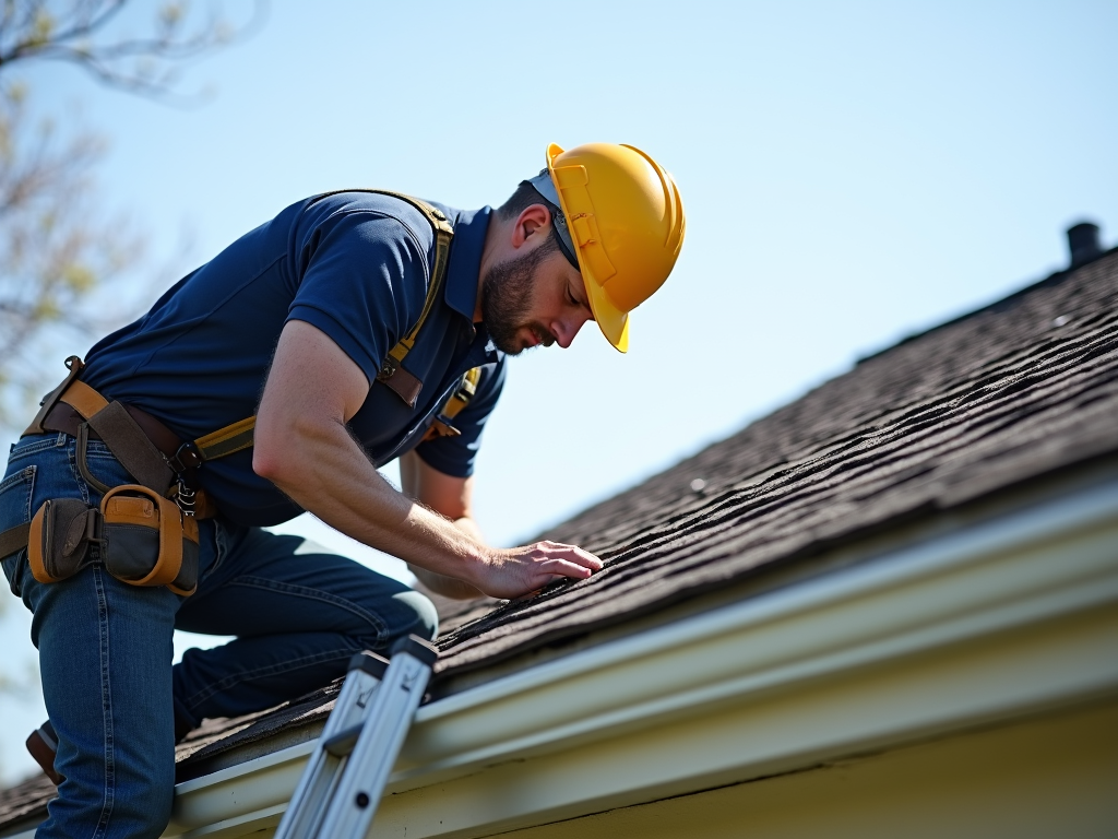 Contractor fixing a roof to meet appraisal standards