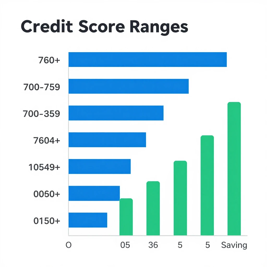 Chart illustrating credit score ranges and their impact on mortgage interest rates