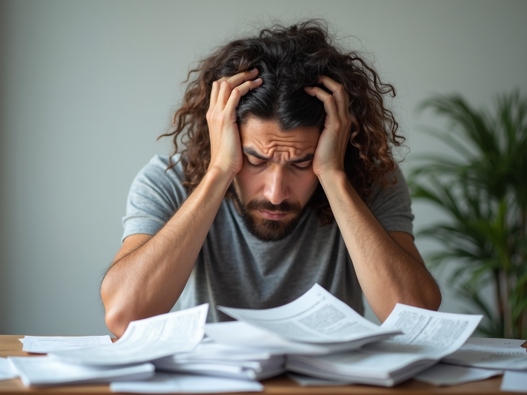 Person stressed over bills