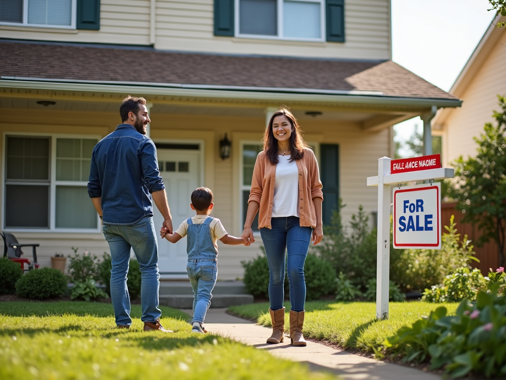 Family exploring a potential new home