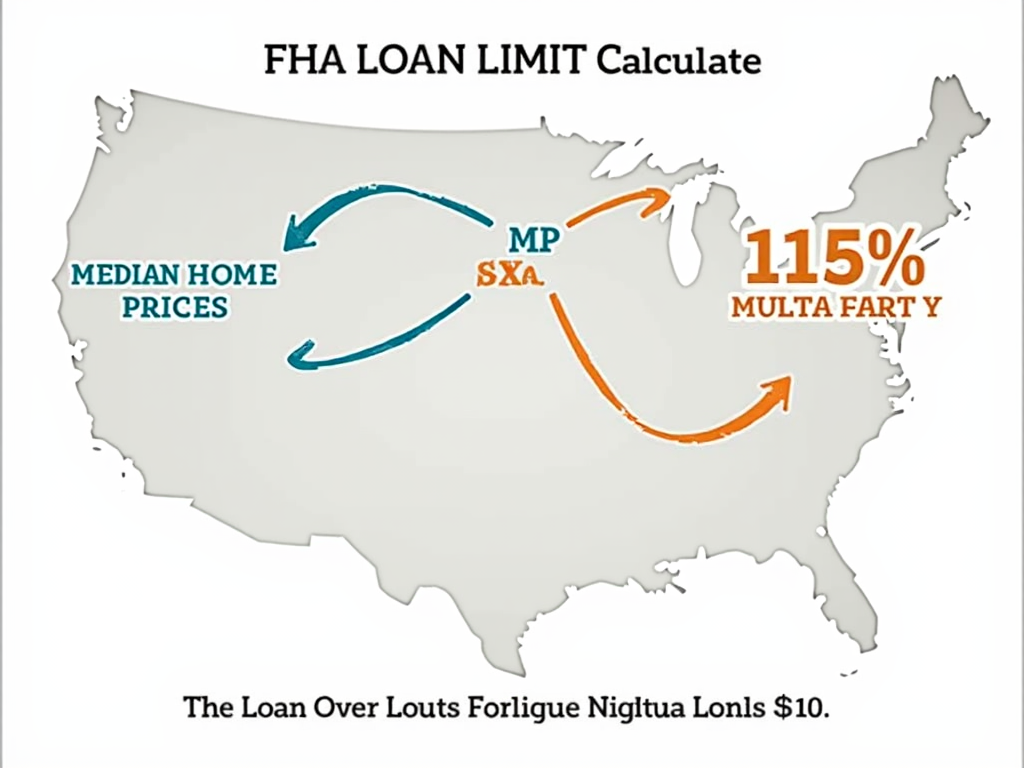 Infographic detailing the FHA loan limit calculation, linking median prices to the 115% multiplier and resulting limits.