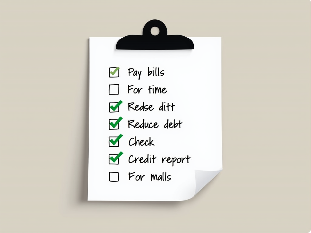 Checklist for improving credit score.