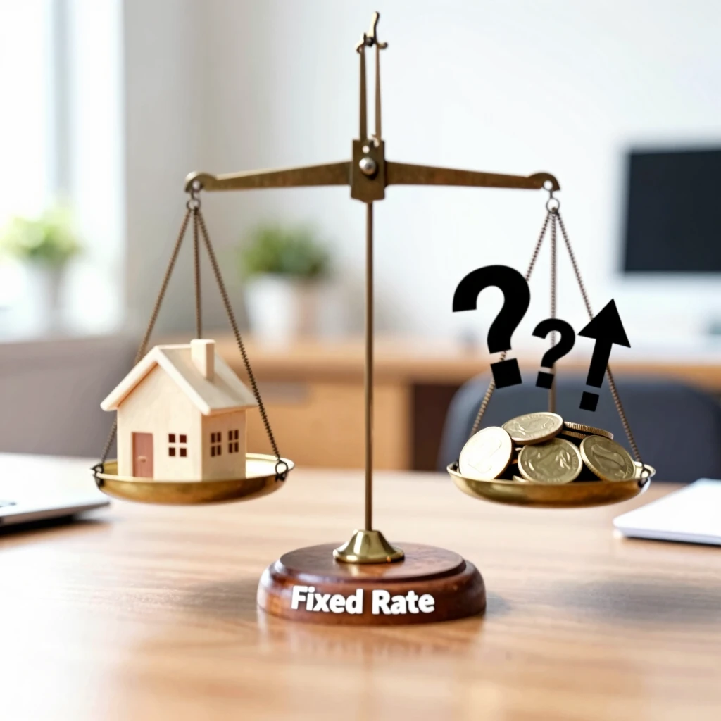 Balance scale weighing fixed vs adjustable mortgages