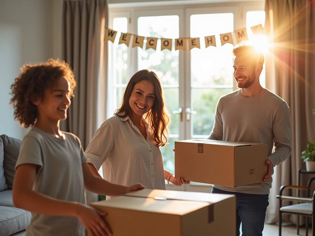 Family moving into new home after loan approval