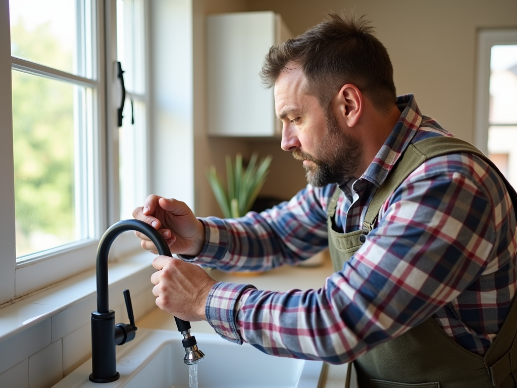 Homeowner repairing a leaky faucet