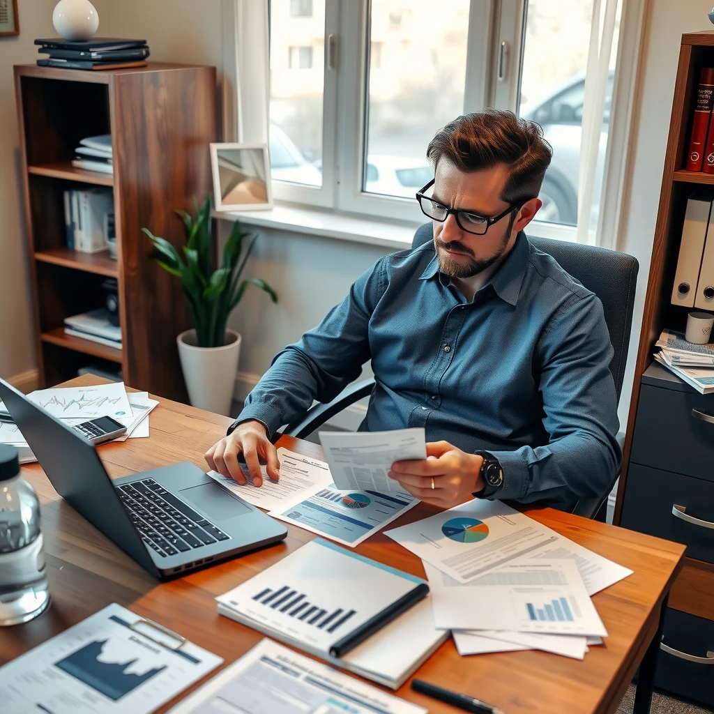 Person reviewing financial documents for home buying