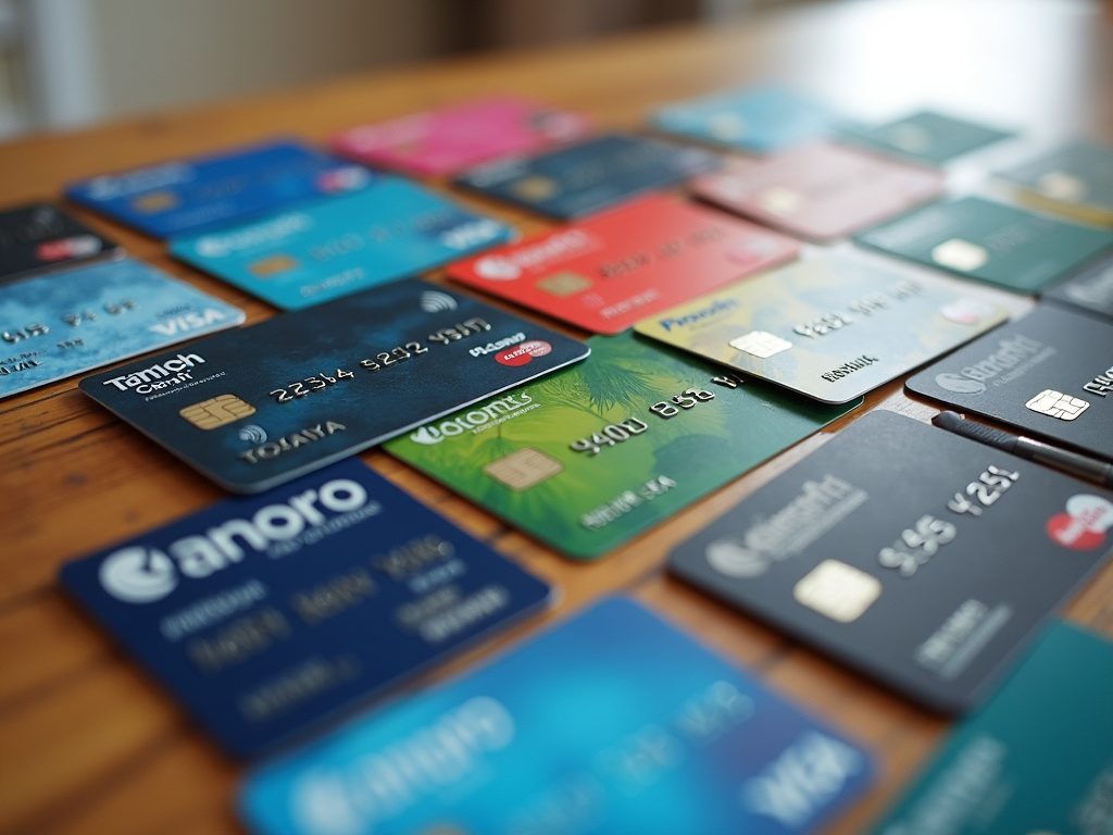 Variety of credit cards with rewards