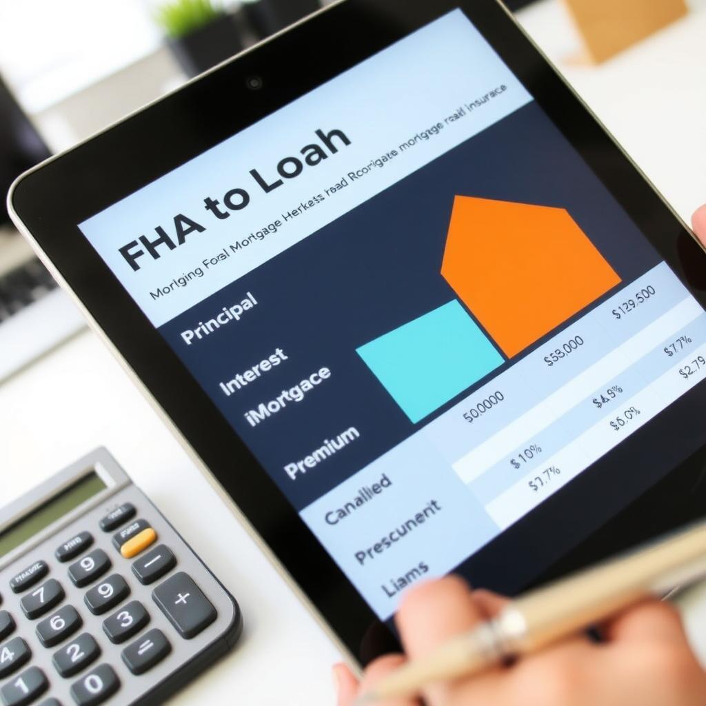 Tablet displaying FHA loan cost breakdown with calculator