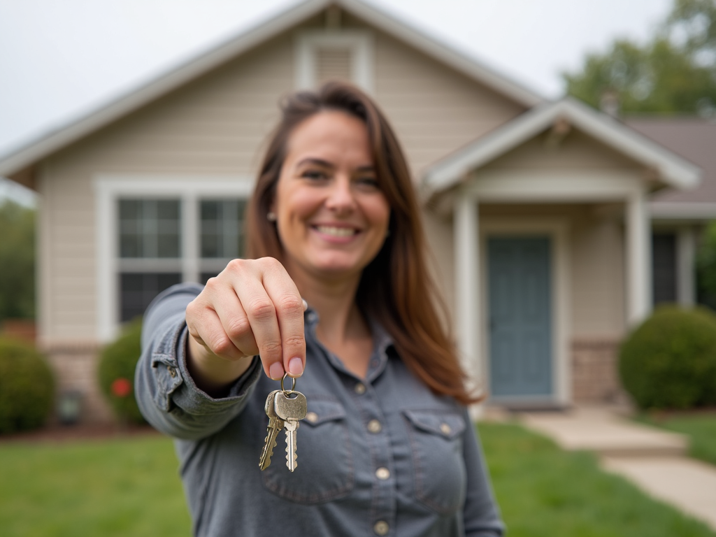 First-time homebuyer Sarah with her new home keys.