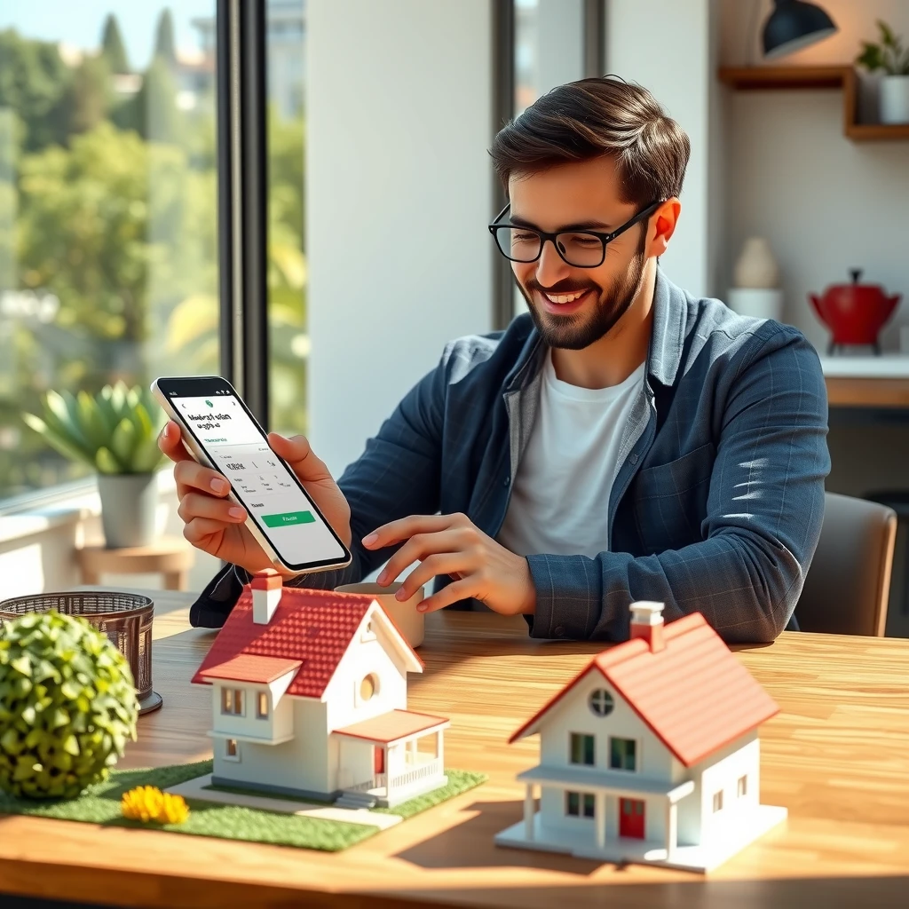 Home buyer applying for digital mortgage using tablet technology