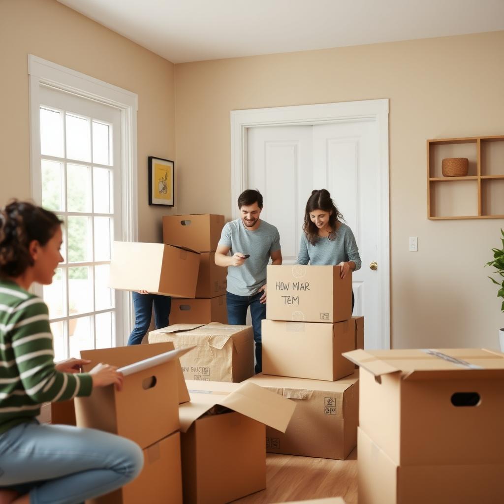 Family moving into a new home