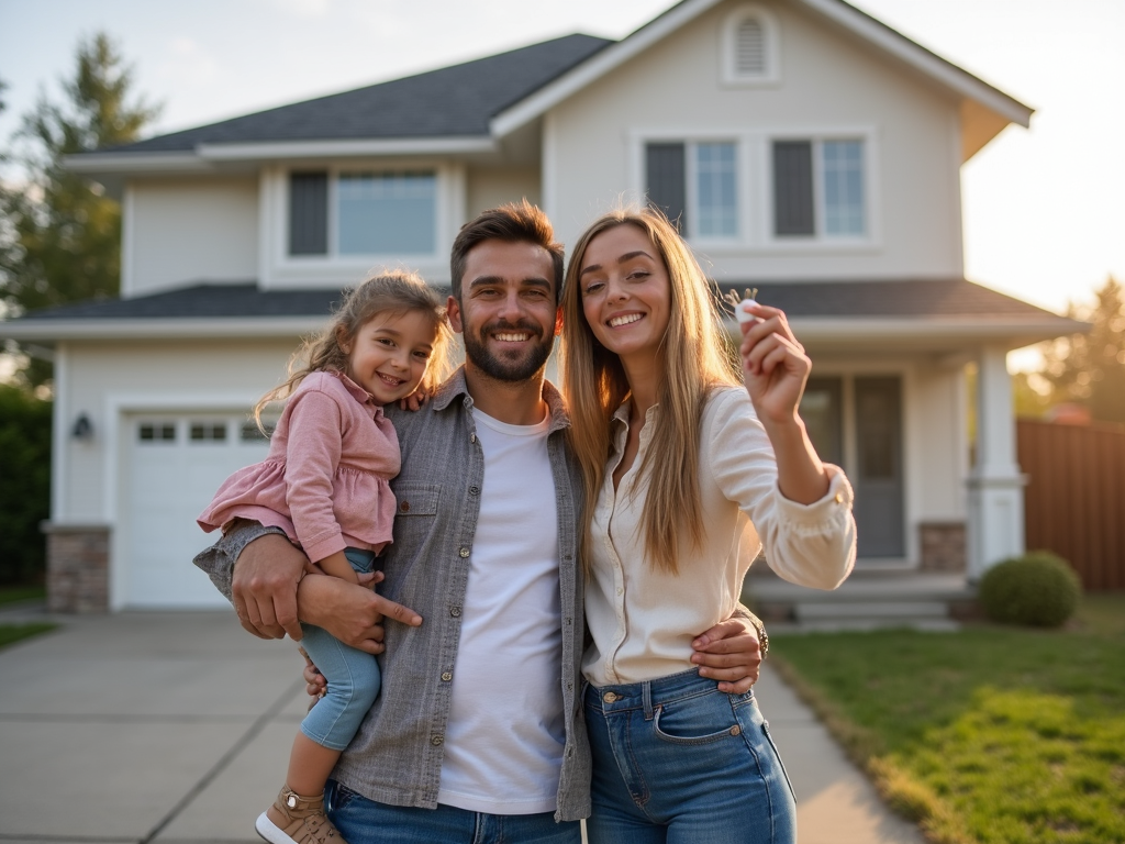 Family celebrating their new home purchase with an FHA loan