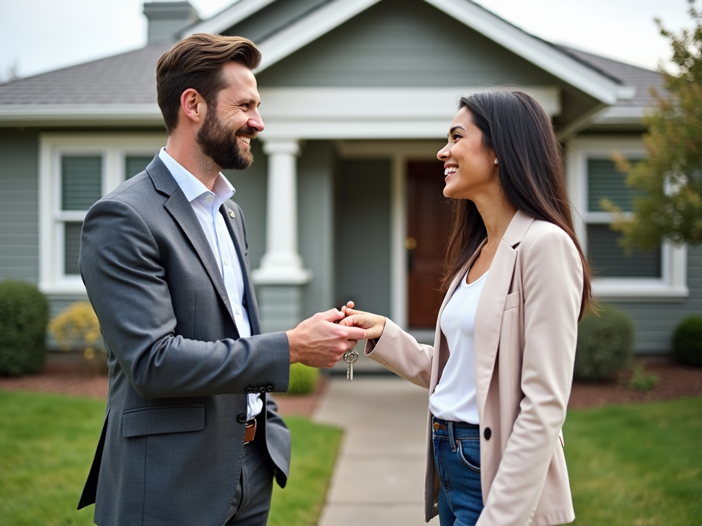 A homebuyer receiving keys after an FHA loan approval.