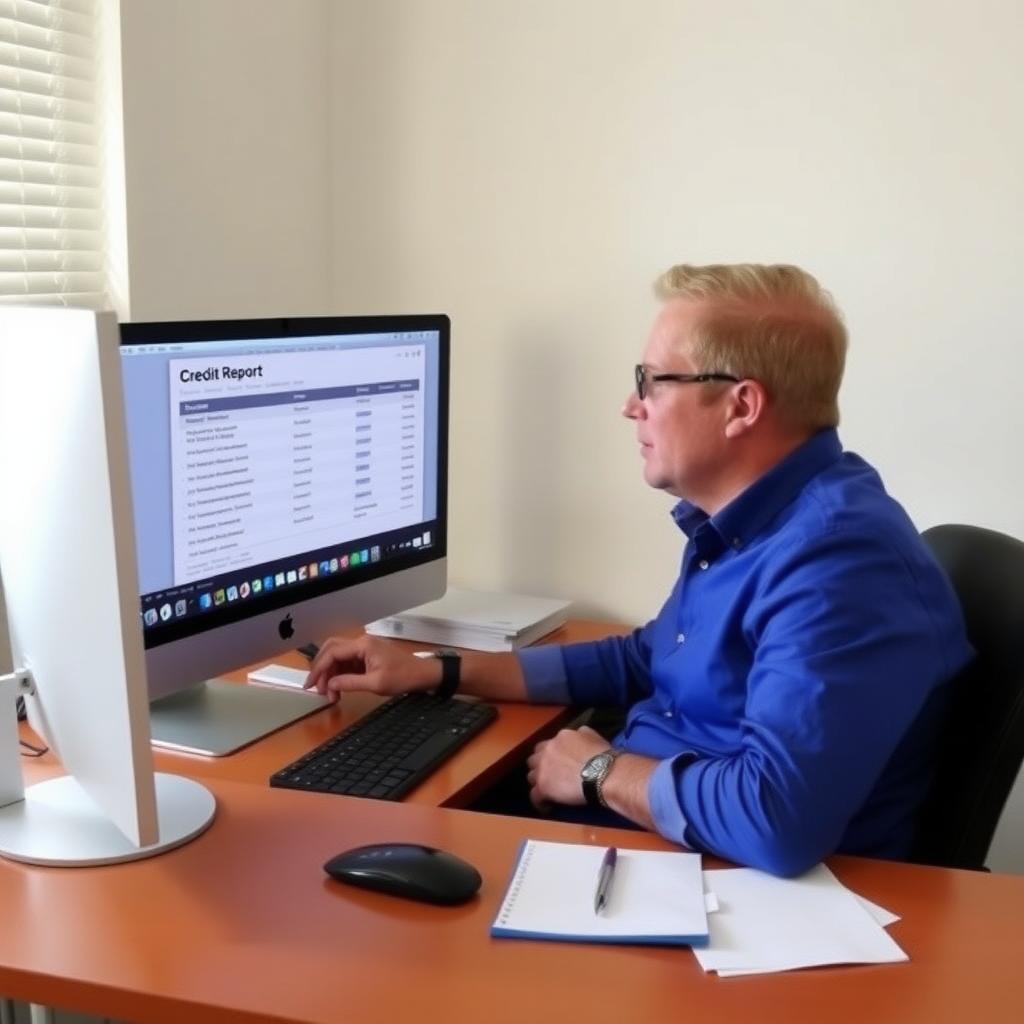 Person checking credit report online