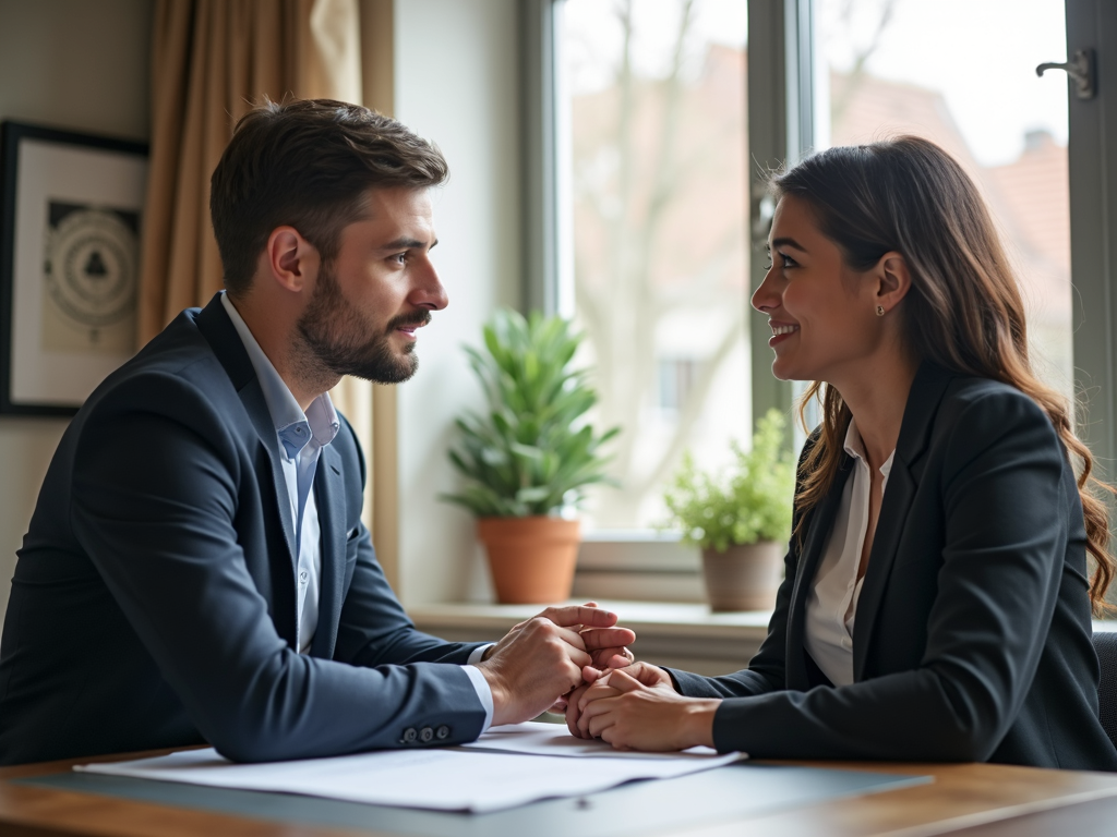 Real estate agent and client discussing a property